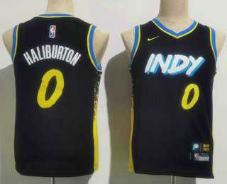Youth Indiana Pacers #0 Tyrese Haliburton Navy Blue 2023 City Icon Swingman Jersey